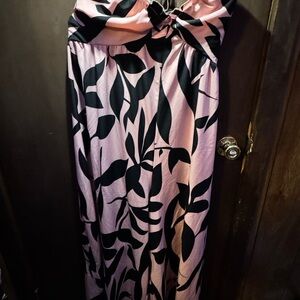 Pink and Black Leaf Print Jump Suit